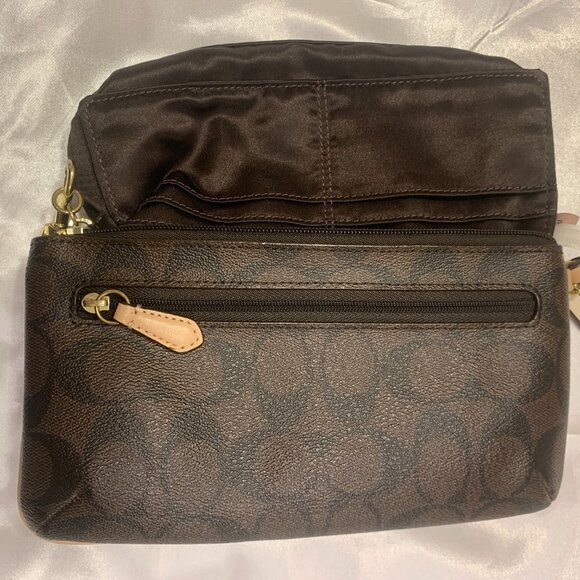 Coach Women's Signature PVC Corner Zip Large Wristlet SV/Brown Azalea F51258 - Picture 10 of 16